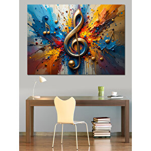 Müzik Patlaması Anahtarı Dekoratif Kanvas - Mdf Ahşap Tablo