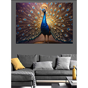 Açılmış Tavus Kuşu Tüyleri Dekoratif Kanvas - Mdf Ahşap Tablo 100x140 cm