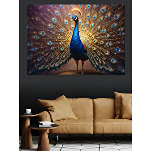 Açılmış Tavus Kuşu Tüyleri Dekoratif Kanvas - Mdf Ahşap Tablo 100x140 cm