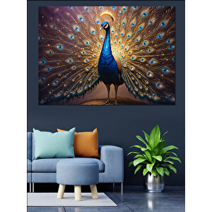 Açılmış Tavus Kuşu Tüyleri Dekoratif Kanvas - Mdf Ahşap Tablo 100x140 cm