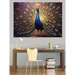 Açılmış Tavus Kuşu Tüyleri Dekoratif Kanvas - Mdf Ahşap Tablo