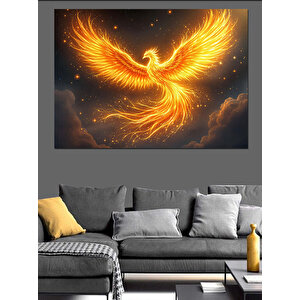 Alevler İçinde Anka Kuşu Dekoratif Kanvas - Mdf Ahşap Tablo 70x100 cm