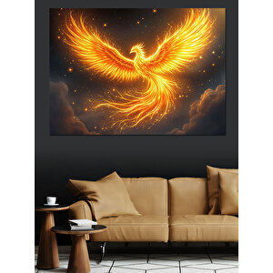 Alevler İçinde Anka Kuşu Dekoratif Kanvas - Mdf Ahşap Tablo 70x100 cm