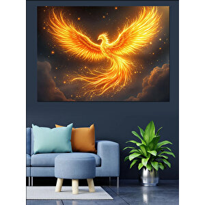 Alevler İçinde Anka Kuşu Dekoratif Kanvas - Mdf Ahşap Tablo 70x100 cm
