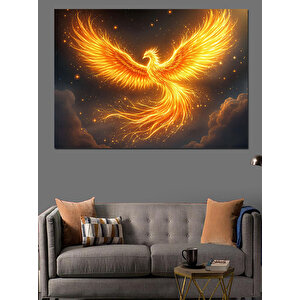 Alevler İçinde Anka Kuşu Dekoratif Kanvas - Mdf Ahşap Tablo