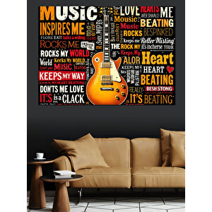Müzik Ve Motivasyon Sözleri Dekoratif Kanvas - Mdf Ahşap Tablo 100x140 cm