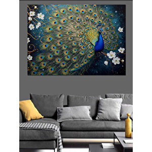 Ayrıntılı Detaylı Tavus Kuşu Dekoratif Kanvas - Mdf Ahşap Tablo