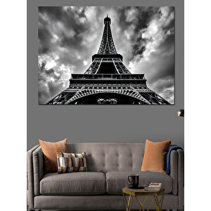 Siyah Beyaz Eyfel Kulesi Dekoratif Kanvas - Mdf Ahşap Tablo 70x100 cm