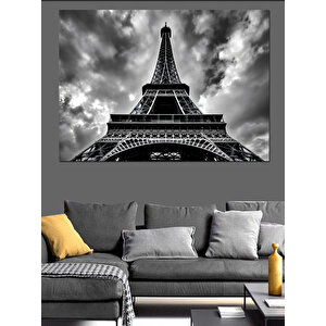 Siyah Beyaz Eyfel Kulesi Dekoratif Kanvas - Mdf Ahşap Tablo