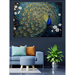 Ayrıntılı Detaylı Tavus Kuşu Dekoratif Kanvas - Mdf Ahşap Tablo 35x50 cm