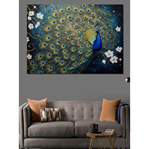 Ayrıntılı Detaylı Tavus Kuşu Dekoratif Kanvas - Mdf Ahşap Tablo 35x50 cm