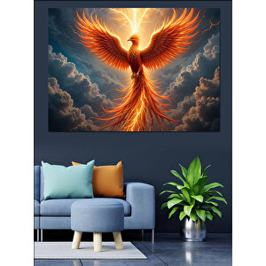 Altın Kanatlı Anka Kuşu Dekoratif Kanvas - Mdf Ahşap Tablo 70x100 cm