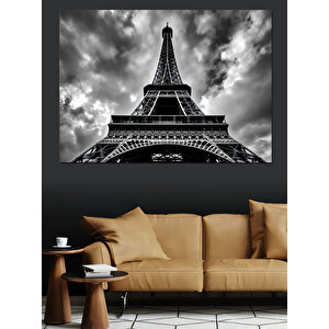 Siyah Beyaz Eyfel Kulesi Dekoratif Kanvas - Mdf Ahşap Tablo 25x35 cm