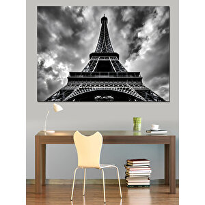 Siyah Beyaz Eyfel Kulesi Dekoratif Kanvas - Mdf Ahşap Tablo