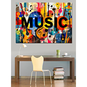 Renkli Yazı Tipi Müzik Posteri Dekoratif Kanvas - Mdf Ahşap Tablo 100x140 cm