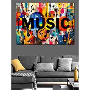 Renkli Yazı Tipi Müzik Posteri Dekoratif Kanvas - Mdf Ahşap Tablo 100x140 cm