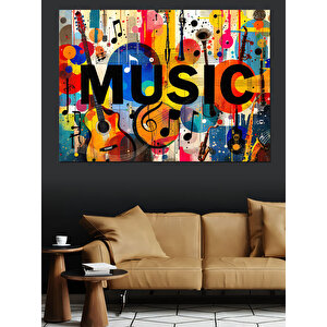 Renkli Yazı Tipi Müzik Posteri Dekoratif Kanvas - Mdf Ahşap Tablo 100x140 cm