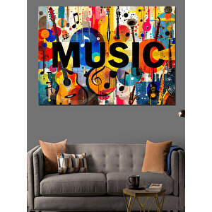 Renkli Yazı Tipi Müzik Posteri Dekoratif Kanvas - Mdf Ahşap Tablo