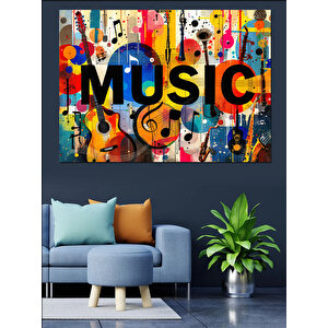 Renkli Yazı Tipi Müzik Posteri Dekoratif Kanvas - Mdf Ahşap Tablo