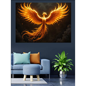 Alevli Anka Kuşu Uçuşta Dekoratif Kanvas - Mdf Ahşap Tablo 100x140 cm