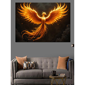 Alevli Anka Kuşu Uçuşta Dekoratif Kanvas - Mdf Ahşap Tablo 100x140 cm