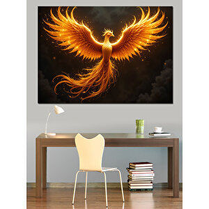 Alevli Anka Kuşu Uçuşta Dekoratif Kanvas - Mdf Ahşap Tablo 50x70 cm
