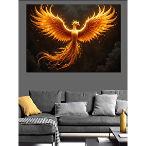 Alevli Anka Kuşu Uçuşta Dekoratif Kanvas - Mdf Ahşap Tablo