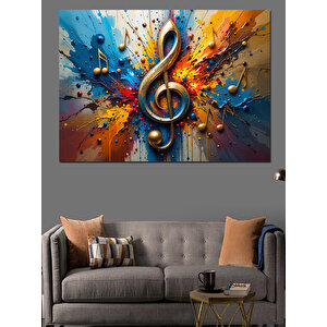 Müzik Patlaması Anahtarı Dekoratif Kanvas - Mdf Ahşap Tablo 35x50 cm