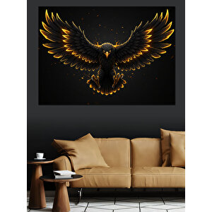 Altın Kanatlı Karanlık Kuş Dekoratif Kanvas - Mdf Ahşap Tablo 35x50 cm