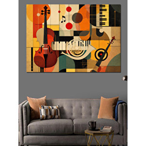 Renkli Soyut Müzik Kompozisyonu Dekoratif Kanvas - Mdf Ahşap Tablo