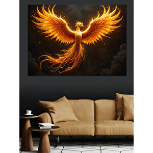 Alevli Anka Kuşu Uçuşta Dekoratif Kanvas - Mdf Ahşap Tablo
