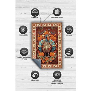 Homshtag Hindi Ve Bal Kabağı Temalı Dijital Baskılı Halı Modern Halı Dokuma Tabanlı Çok Renkli Salon Halısı