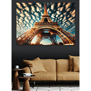 Altından Eyfel Kulesi Dekoratif Kanvas - Mdf Ahşap Tablo 50x70 cm