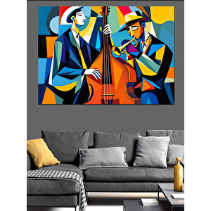 Renkli Soyut Müzik Grubu Dekoratif Kanvas - Mdf Ahşap Tablo