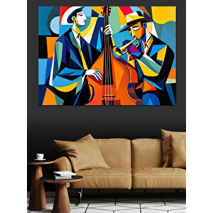 Renkli Soyut Müzik Grubu Dekoratif Kanvas - Mdf Ahşap Tablo
