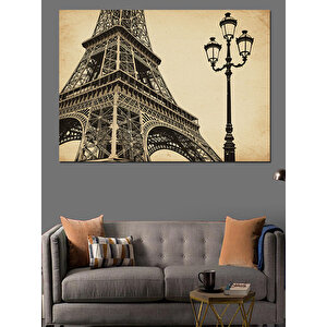 Paris Eyfel Kulesi Ve Sokak Lambası Dekoratif Kanvas - Mdf Ahşap Tablo 100x140 cm