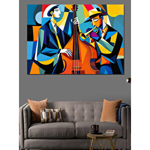 Renkli Soyut Müzik Grubu Dekoratif Kanvas - Mdf Ahşap Tablo 70x100 cm