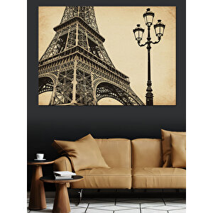 Paris Eyfel Kulesi Ve Sokak Lambası Dekoratif Kanvas - Mdf Ahşap Tablo