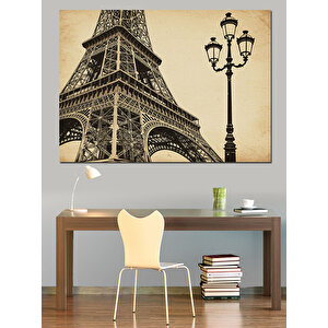 Paris Eyfel Kulesi Ve Sokak Lambası Dekoratif Kanvas - Mdf Ahşap Tablo 50x70 cm