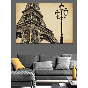 Paris Eyfel Kulesi Ve Sokak Lambası Dekoratif Kanvas - Mdf Ahşap Tablo 50x70 cm