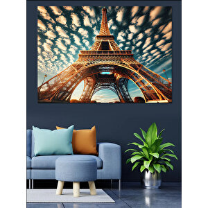 Altından Eyfel Kulesi Dekoratif Kanvas - Mdf Ahşap Tablo 100x140 cm