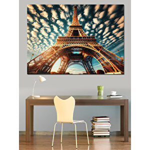 Altından Eyfel Kulesi Dekoratif Kanvas - Mdf Ahşap Tablo