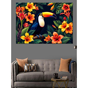 Renkli Tukan Kuşu Dekoratif Kanvas - Mdf Ahşap Tablo 100x140 cm