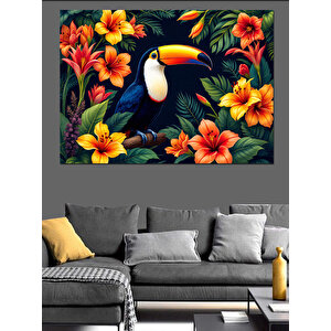 Renkli Tukan Kuşu Dekoratif Kanvas - Mdf Ahşap Tablo