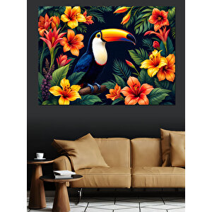 Renkli Tukan Kuşu Dekoratif Kanvas - Mdf Ahşap Tablo