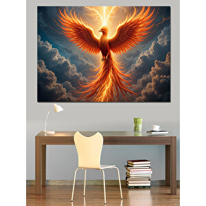 Altın Kanatlı Anka Kuşu Dekoratif Kanvas - Mdf Ahşap Tablo 50x70 cm