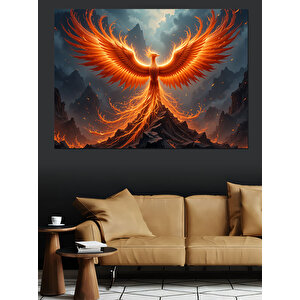 Alevli Anka Kuşu Dekoratif Kanvas - Mdf Ahşap Tablo 100x140 cm