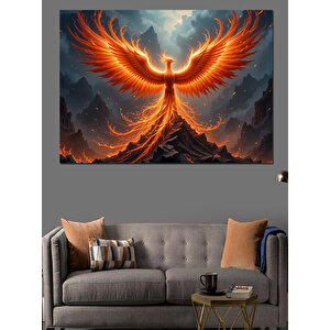 Alevli Anka Kuşu Dekoratif Kanvas - Mdf Ahşap Tablo 100x140 cm