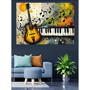 Müzikal Patlama Dekoratif Kanvas - Mdf Ahşap Tablo 25x35 cm