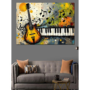 Müzikal Patlama Dekoratif Kanvas - Mdf Ahşap Tablo 25x35 cm